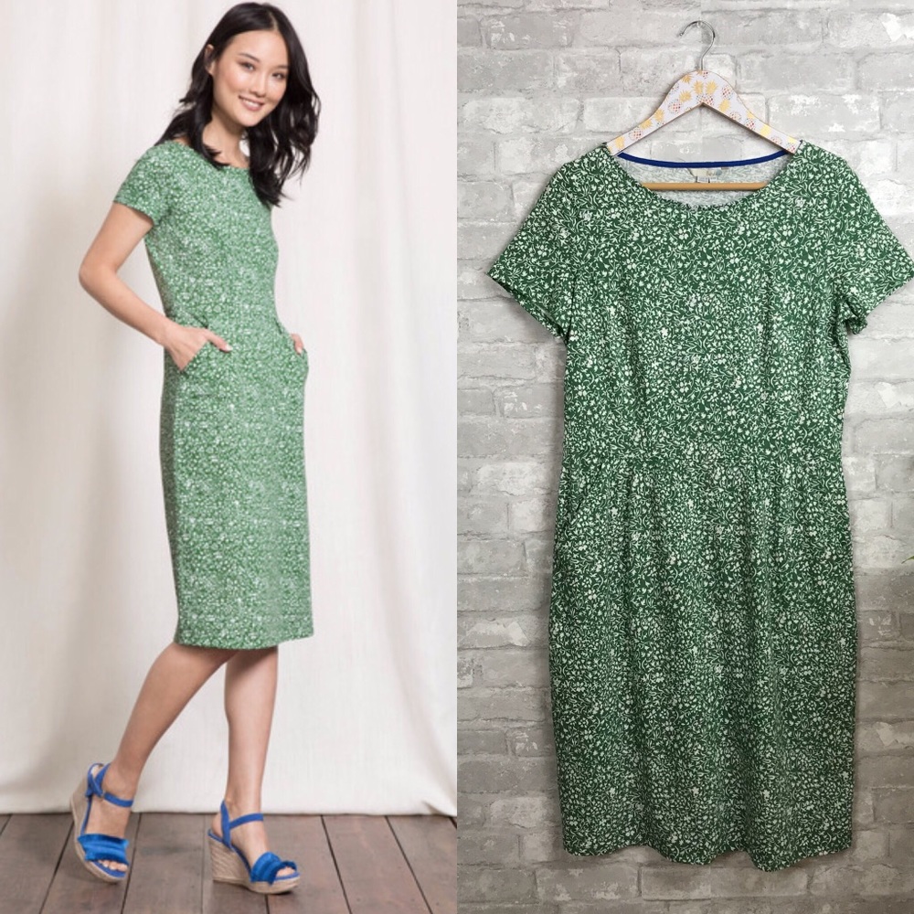 Boden Green Floral Dress